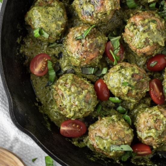 Chicken Pesto Meatballs