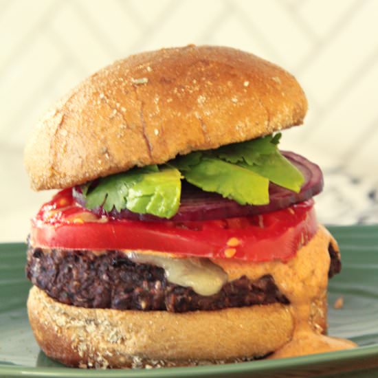 Black Bean Burger & Chipotle Sauce