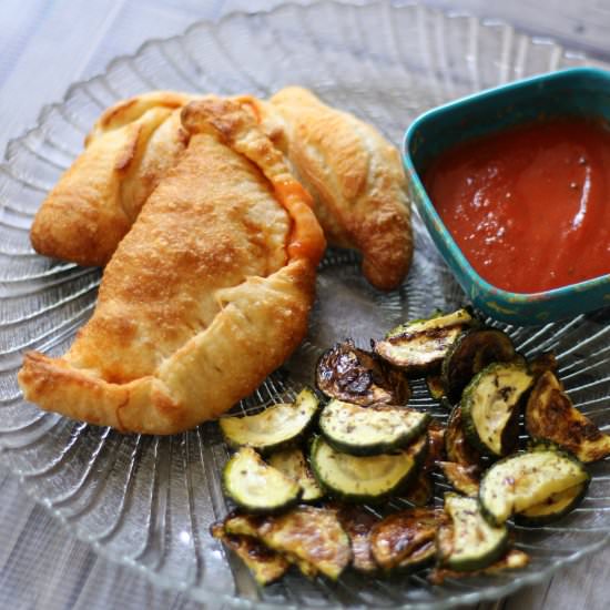 Air Fryer Calzones and Zucchini