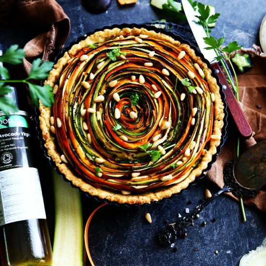 Vegetable Ribbon Tart with Pesto