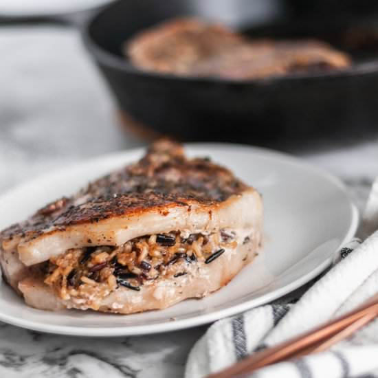 Wild Rice Stuffed Pork Chops