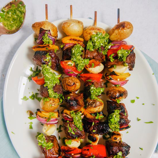 Marinated Steak Skewers Chimichurri