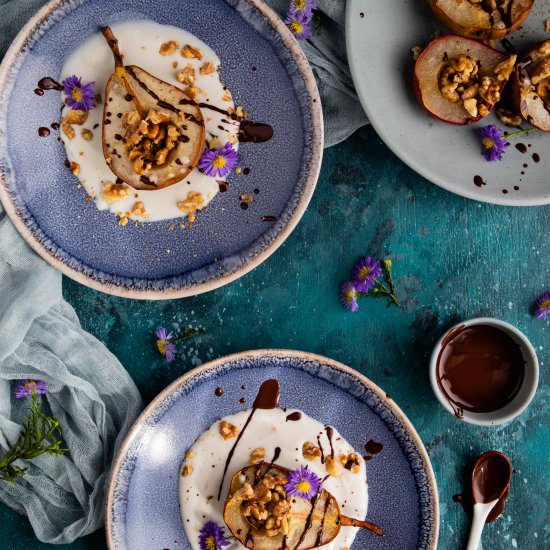 Baked Pears with Coconut Cream