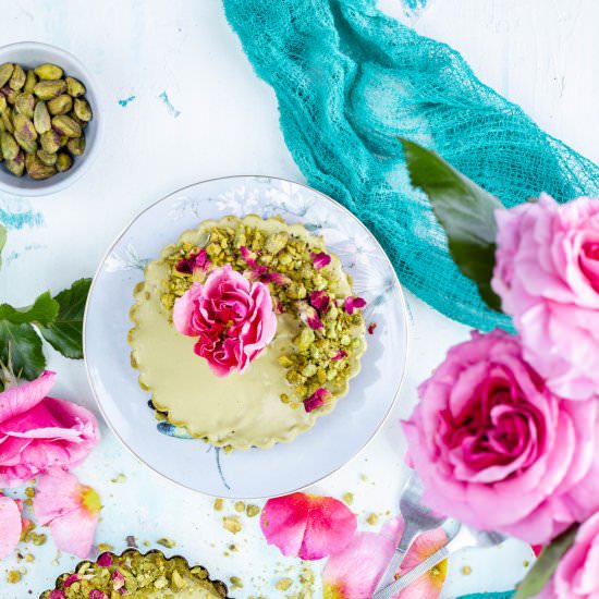 Pistachio Rose Cream Tarts