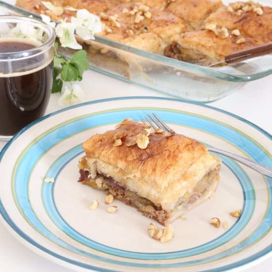 Banana Baklava in Rum Syrup