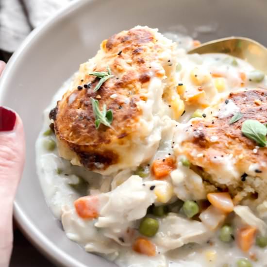 Chicken Pot Pie + Cheesy Biscuits