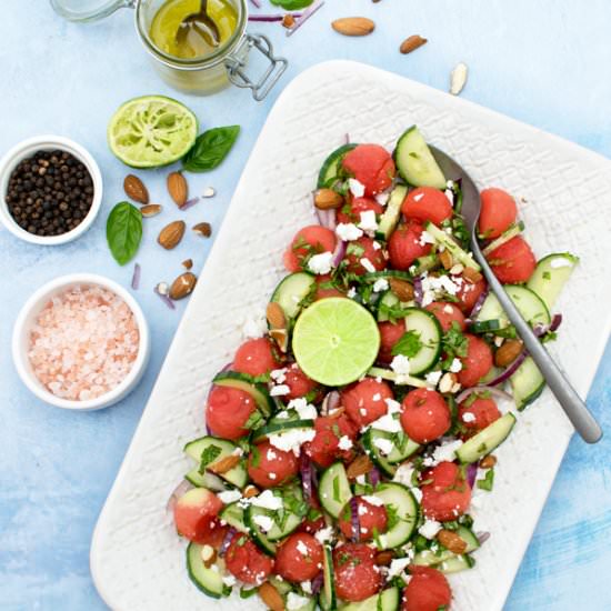 Watermelon Salad w/ Cucumber & Feta