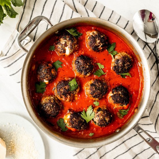 Spicy Mozzarella Stuffed Meatballs