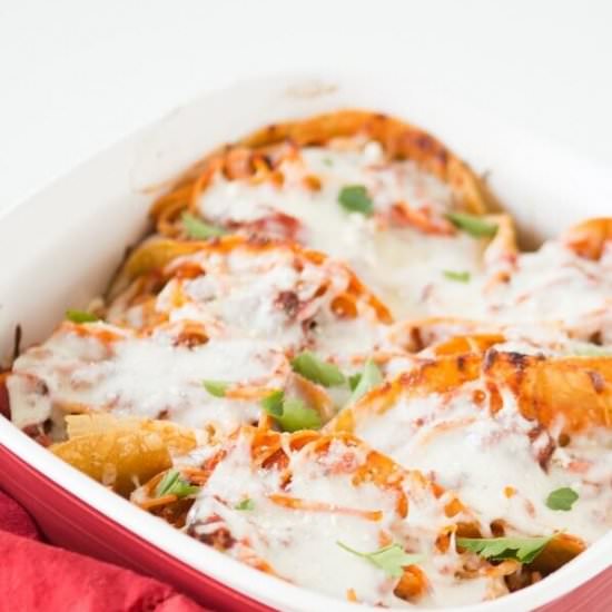 BAKED SPAGHETTI TACOS