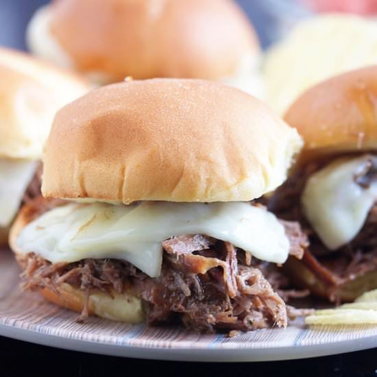 Slow Cooker Flank Steak Sliders