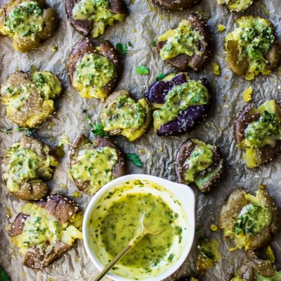 Chimichurri Smashed Potatoes