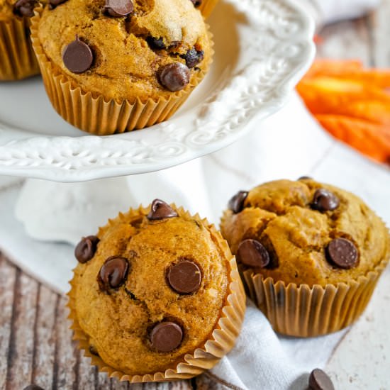 Pumpkin Muffins w/ Chocolate Chips