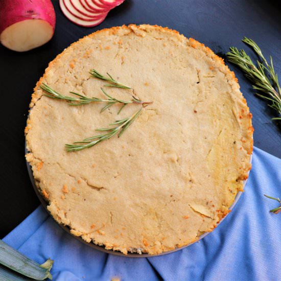 Cashew Crusted Leek Potato Gratin
