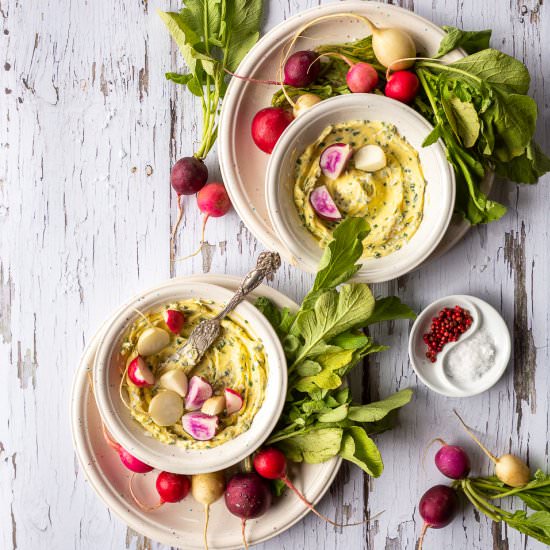 Radishes with Chive Butter & Salt