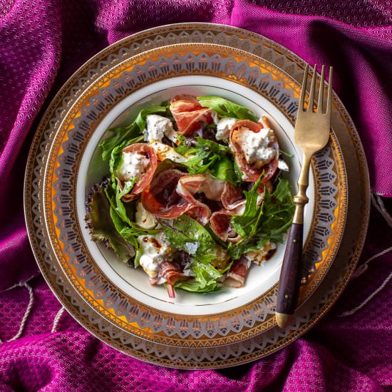 Burrata and Coppa Salad with Greens