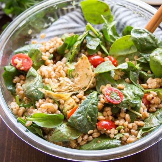 Balsamic Spinach Farro Salad