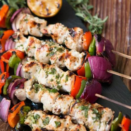 GREEK MARINADE CHICKEN SOUVLAKI