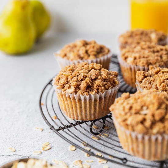 Pear Muffins with Oat Streusel