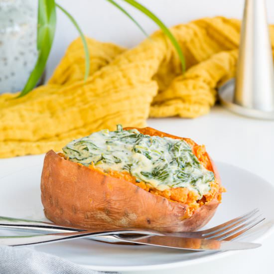 Sweet Potatoes With Creamed Spinach