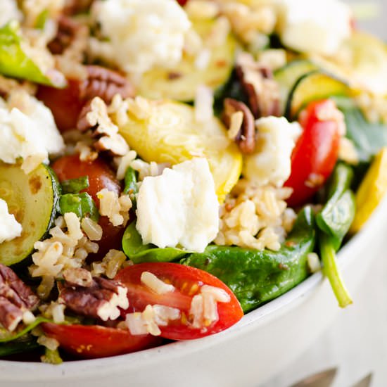 Honey Feta Squash Brown Rice Salad