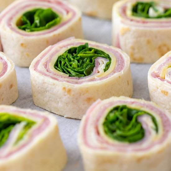 Ham & Cheese Pinwheels with Spinach