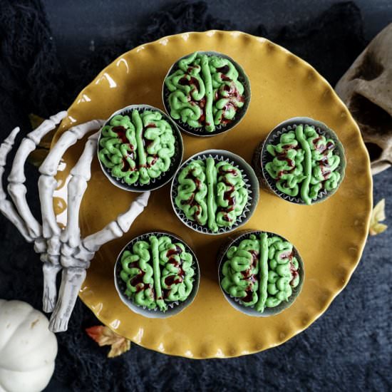 Zombie Brain Halloween Cupcakes