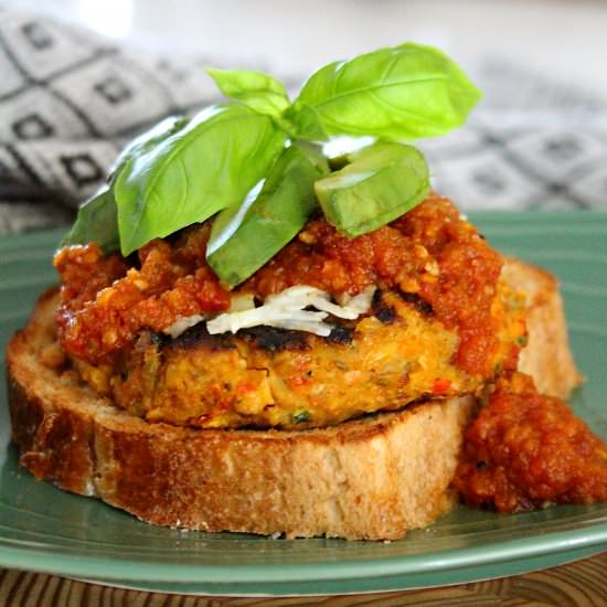 Open-Faced Italian Veggie Burgers