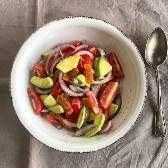 Avocado and mullet bottarga salad