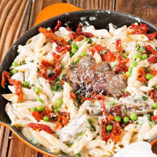 EASY SAUSAGE ALFREDO PASTA