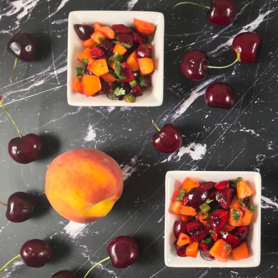 Sweet and Spicy Cherry Peach Salsa