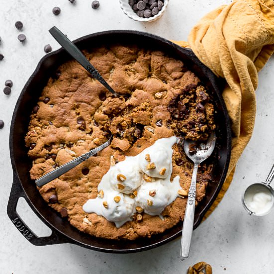 Pecan Chocolate Chip Skillet Cookie