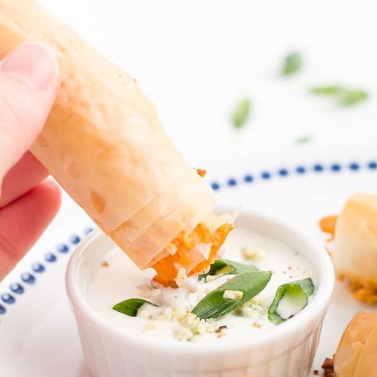 BUFFALO CHICKEN PHYLLO ROLLS
