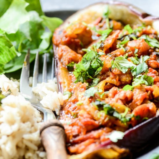 Spiced Stuffed Aubergine