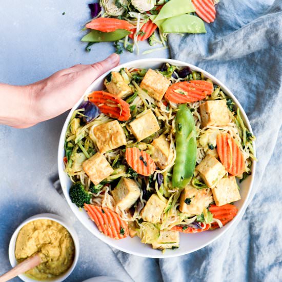 coconut curry tofu ramen noodle bow