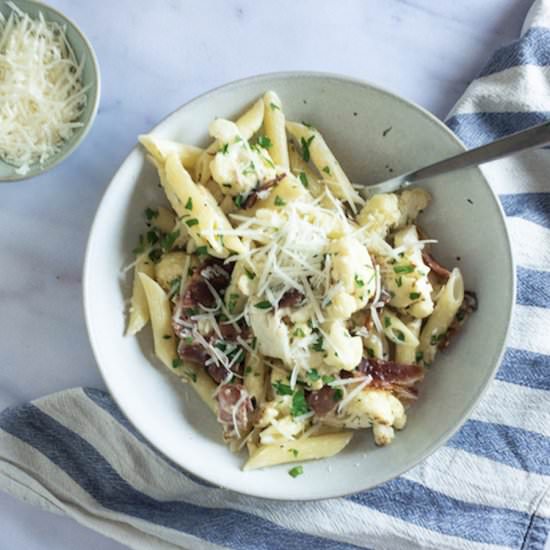 Cauliflower and Bacon Pasta