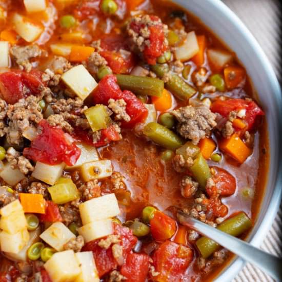 Easy Vegetable Soup with Ground Beef
