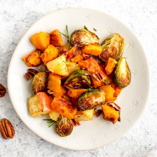 Squash Apple Brussel Sprout Bake