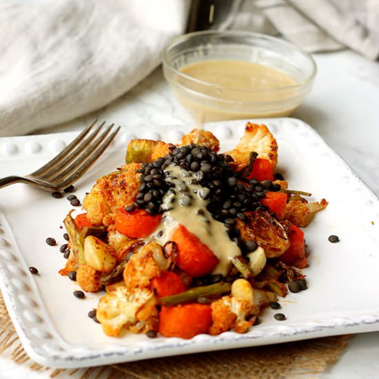 Roasted Veggies and Black Lentils