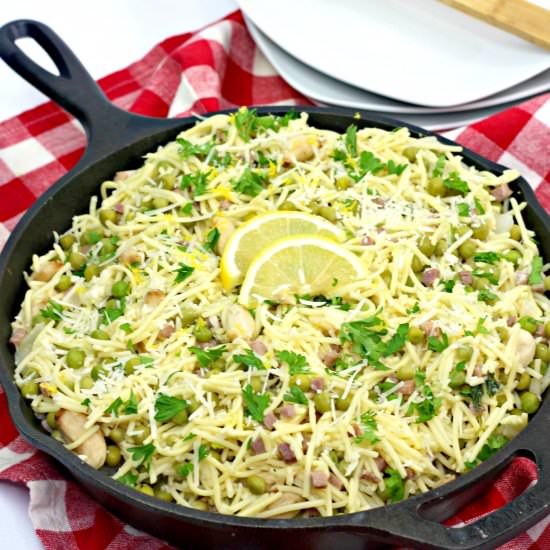 EASY PANCETTA PEA PASTA