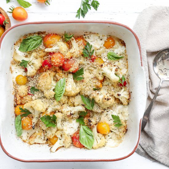 Cauliflower Caprese Casserole