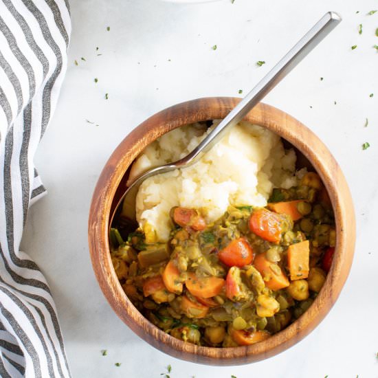 Curry Chickpea Mashed Potato Bowl