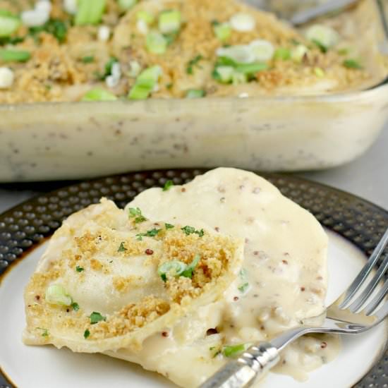 Cheesy Beer and Sausage Pierogi