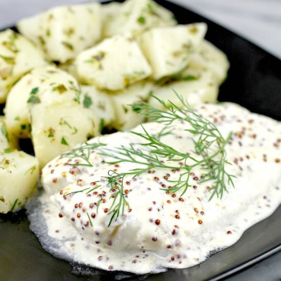 German Baked Cod in Mustard Cream
