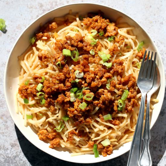 Sesame Noodles with Tempeh Crumbles