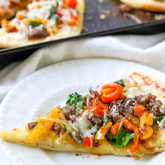 Easy Asiago Sausage Flatbread
