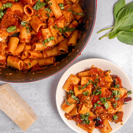 Roasted Eggplant Bell Pepper Pasta