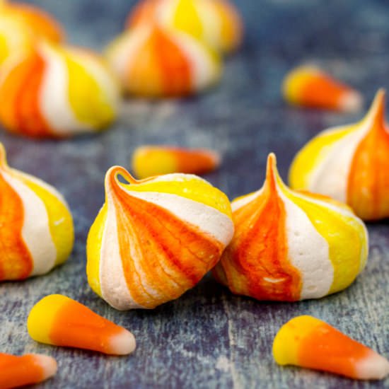 Candy Corn Inspired Meringue Cookie