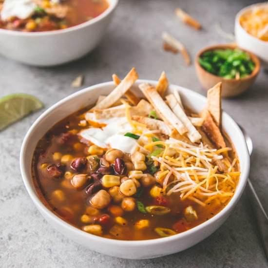 Slow Cooker Three Bean Taco Soup