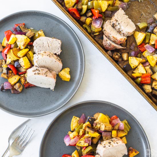 Sheet Pan Pork with Balsamic Veg