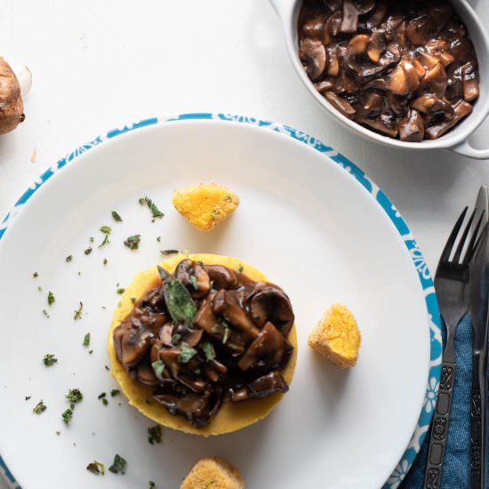 Vegan Mushroom Stew and Polenta